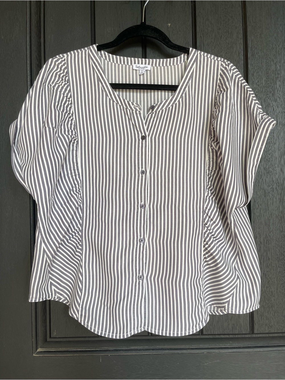 Splendid Raegan Tencel Striped Blouse Gray White Women’s XL
